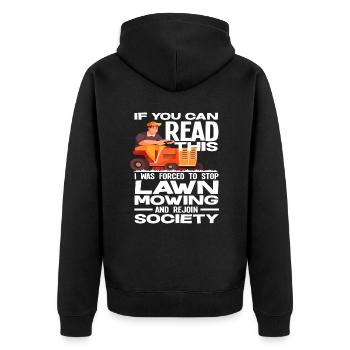 Landschaftsgärtner Lustiger Rasen Spruch - Unisex Premium Bio Zip Hoodie - Schwarz - Hinten - Nico (187cm)