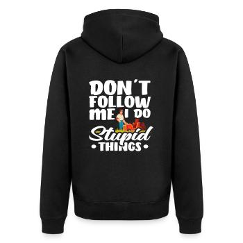Landschaftsgärtner Folge Mir Nicht - Unisex Premium Bio Zip Hoodie - Schwarz - Hinten - Nico (187cm)