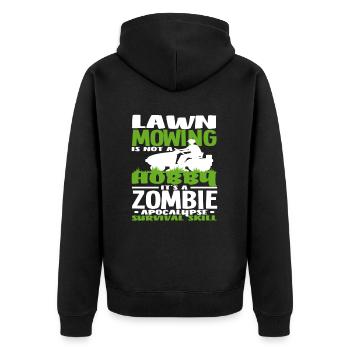 Landschaftsgärtner Rasen Mähen Zombie - Unisex Premium Bio Zip Hoodie - Schwarz - Hinten - Nico (187cm)