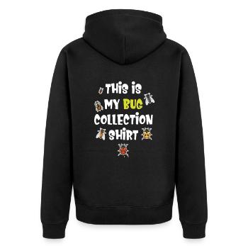 Das Ist Mein Sammelshirt Entomologe - Unisex Premium Bio Zip Hoodie - Schwarz - Hinten - Nico (187cm)