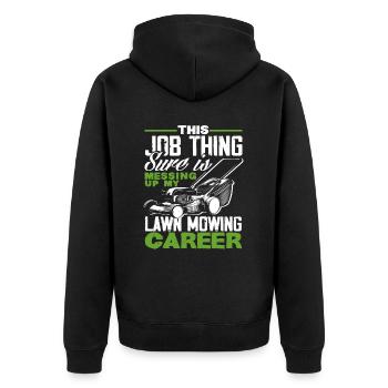 Landschaftsgärtner Rasen Mähen Karriere - Unisex Premium Bio Zip Hoodie - Schwarz - Hinten - Nico (187cm)