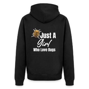 Nur Ein Mädchen, Das Insekten Liebt, Entomologe, - Unisex Premium Bio Zip Hoodie - Schwarz - Hinten - Nico (187cm)