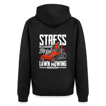 Landschaftsgärtner Stress Rasen Mähen - Unisex Premium Bio Zip Hoodie - Schwarz - Hinten - Nico (187cm)