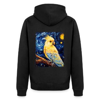 Cockatiel Cockatoo Parrot Bird Starry Night G - Unisex Premium Organic Zip Hoodie - black - Back - Nico (187cm)