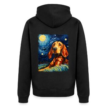 Coonhound chien Nuit étoilée Peinture - Veste à capuche bio Premium Unisexe - noir - Dos - Nico (187cm)