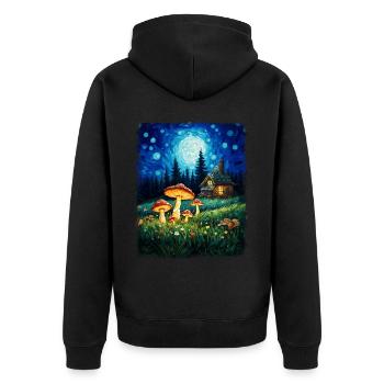 Cottagecore esthétique Nature champignon étoilé nuit Ma - Veste à capuche bio Premium Unisexe - noir - Dos - Nico (187cm)