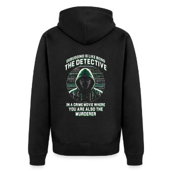 Penetrationstester Penetration Tester Debugging - Unisex Premium Bio Zip Hoodie - Schwarz - Hinten - Nico (187cm)