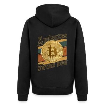 Rétro Bitcoin Audentes Fortuna Iuvat Crypto - Veste à capuche bio Premium Unisexe - noir - Dos - Nico (187cm)