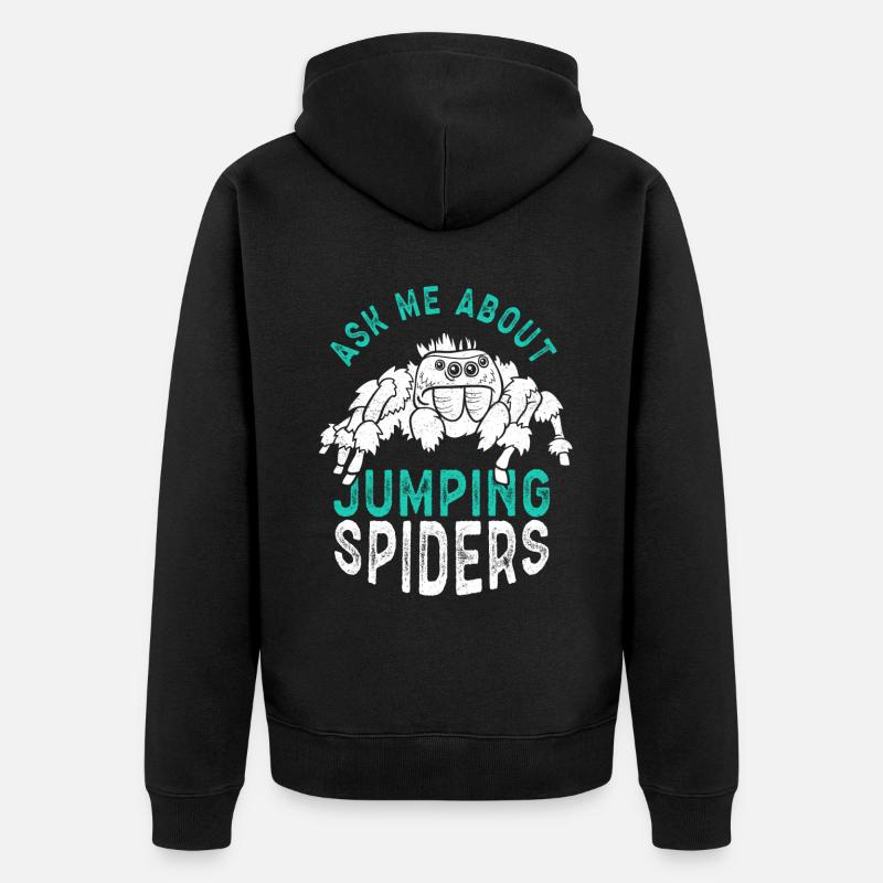 Araignée sauteuse Cadeau d’araignée sauteuse - Veste à capuche bio Premium Unisexe - noir