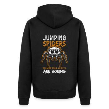 Springspinnen Springspinne Geschenke - Unisex Premium Bio Zip Hoodie - Schwarz - Hinten - Nico (187cm)
