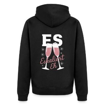 It's escalating anyway! – Happy glass - Unisex Premium Organic Zip Hoodie - black - Back - Nico (187cm)