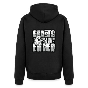 Geister Glauben Auch Nicht An Dich - Unisex Premium Bio Zip Hoodie - Schwarz - Hinten - Nico (187cm)
