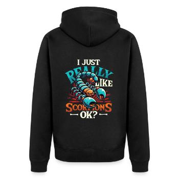 I just like scorpions - Unisex Premium Organic Zip Hoodie - black - Back - Nico (187cm)
