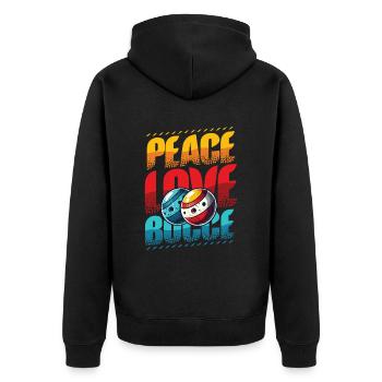 Peace Love Boccia - Éventails de Boccia Style Vintage - Veste à capuche bio Premium Unisexe - noir - Dos - Nico (187cm)
