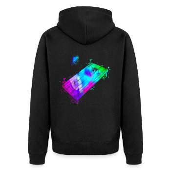 Cornhole Team Bean Bag Player - Unisex Premium Bio Zip Hoodie - Schwarz - Hinten - Nico (187cm)