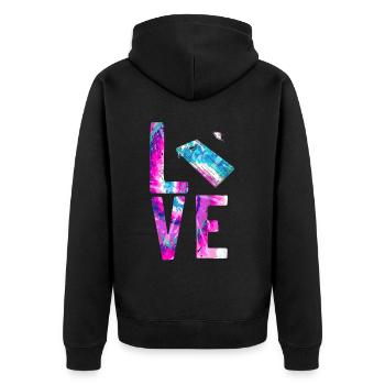 Cornhole Team Bean Bag Player - Unisex Premium Bio Zip Hoodie - Schwarz - Hinten - Nico (187cm)