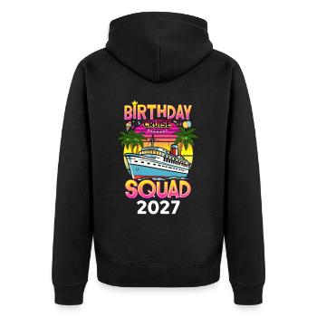 Birthday Cruise Squad 2027 - Unisex Premium Bio Zip Hoodie - Schwarz - Hinten - Nico (187cm)