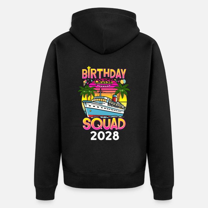 Anniversaire Croisière Squad 2028 - Veste à capuche bio Premium Unisexe - noir