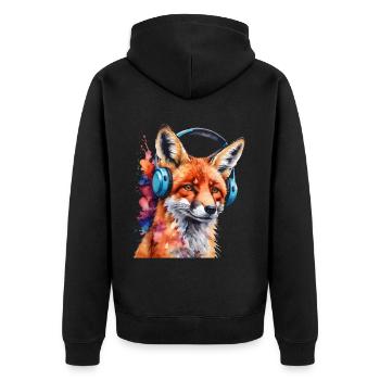 Renard Casque Musique Coloré Animal Design Imprimer - Veste à capuche bio Premium Unisexe - noir - Dos - Nico (187cm)