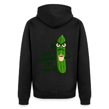 Grumpy Cucumber Cucumbers Pickles - Unisex Premium Bio Zip Hoodie - Schwarz - Hinten - Nico (187cm)