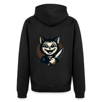 Creepy Cat Psycho Pet Halloween Decoration - Unisex Premium Organic Zip Hoodie - black - Back - Nico (187cm)