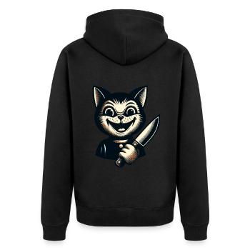 Creepy Cat Psycho Pet Halloween Costume - Unisex Premium Organic Zip Hoodie - black - Back - Nico (187cm)