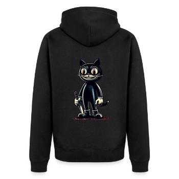 Creepy Cat Psycho Pet Halloween Decoration - Unisex Premium Organic Zip Hoodie - black - Back - Nico (187cm)