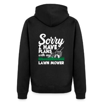 Landschaftsgärtner Pläne Rasenmäher - Unisex Premium Bio Zip Hoodie - Schwarz - Hinten - Nico (187cm)