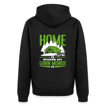 Landschaftsgärtner Heimat Rasenmäher - Unisex Premium Bio Zip Hoodie - Schwarz - Hinten - Nico (187cm)