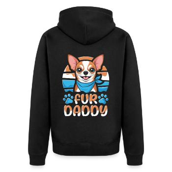Chihuahua Vater Hundepapa Fur Daddy - Unisex Premium Bio Zip Hoodie - Schwarz - Hinten - Nico (187cm)