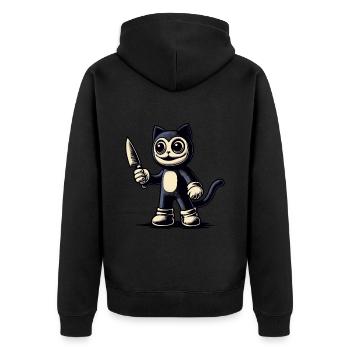 Creepy Cat Psycho Pet Halloween Costume - Unisex Premium Organic Zip Hoodie - black - Back - Nico (187cm)