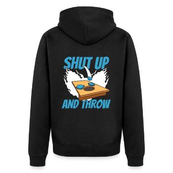Shut Up And Throw Boards Bean Bag Game - Unisex Premium Organic Zip Hoodie - black - Back - Nico (187cm)