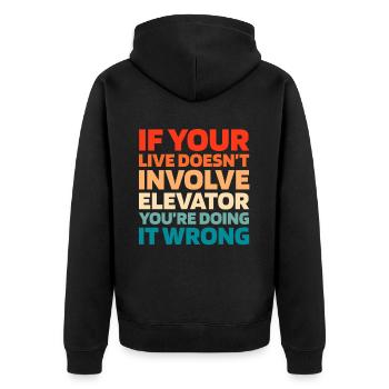 Elevator Elevator - Unisex Premium Organic Zip Hoodie - black - Back - Nico (187cm)