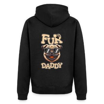 Pug Dog Father Dog Dad For Daddy - Unisex Premium Organic Zip Hoodie - black - Back - Nico (187cm)