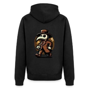Rétro Vintage Dessin animé Halloween Costume Plague Doctor - Veste à capuche bio Premium Unisexe - noir - Dos - Nico (187cm)