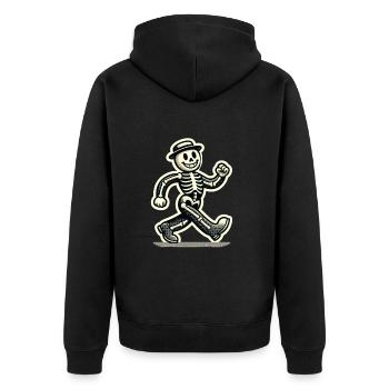 Squelette d’os d’Halloween de dessin animé vintage rétro - Veste à capuche bio Premium Unisexe - noir - Dos - Nico (187cm)