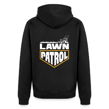 Landschaftsgärtner Rasen Patroullie - Unisex Premium Bio Zip Hoodie - Schwarz - Hinten - Nico (187cm)
