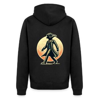 Plague Doctor Vintage Pest Doktor Halloween Kostüm - Unisex Premium Bio Zip Hoodie - Schwarz - Hinten - Nico (187cm)