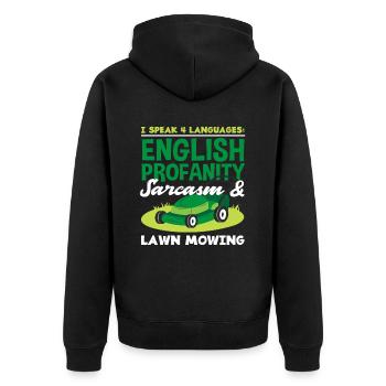 Landschaftsgärtner Sprachen - Unisex Premium Bio Zip Hoodie - Schwarz - Hinten - Nico (187cm)