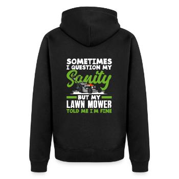 Landschaftsgärtner Vernunft Rasenmäher - Unisex Premium Bio Zip Hoodie - Schwarz - Hinten - Nico (187cm)