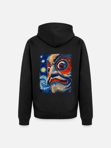Daruma Puppe Japan Sternennacht Malerei - Unisex Premium Bio Zip Hoodie - Schwarz