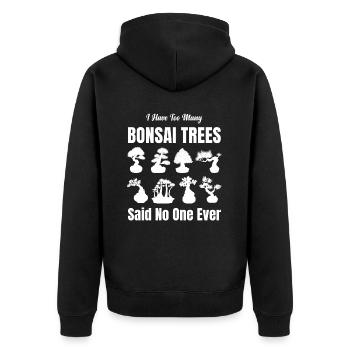 Ich Habe Zu Viele Bonsai-bäume, Die Noch - Unisex Premium Bio Zip Hoodie - Schwarz - Hinten - Nico (187cm)
