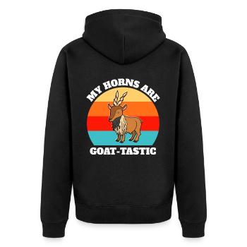 Screw Goat Sayings - Unisex Premium Organic Zip Hoodie - black - Back - Nico (187cm)