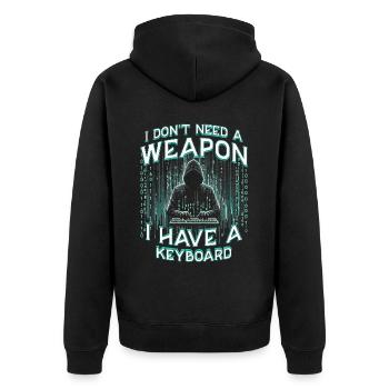 Penetrationstester Penetration Tester - Unisex Premium Bio Zip Hoodie - Schwarz - Hinten - Nico (187cm)