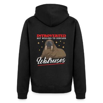 Walrus Walrus Walrus Walrus Gift - Unisex Premium Organic Zip Hoodie - black - Back - Nico (187cm)
