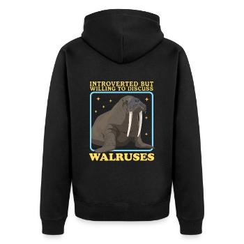 Walrus Walrus Gift - Unisex Premium Organic Zip Hoodie - black - Back - Nico (187cm)