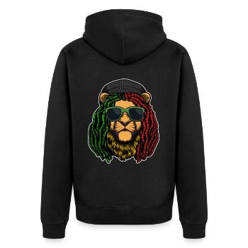 Rastafari Music Vibes Only Rasta Jamaica Reggae - Unisex Premium Organic Zip Hoodie - black - Back - Nico (187cm)