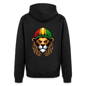 Rastafari Music Vibes Only Rasta Jamaica Reggae - Unisex Premium Organic Zip Hoodie - black - Back - Nico (187cm)
