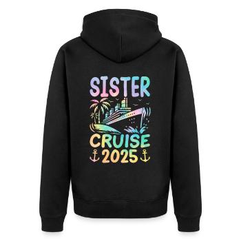 Sister Cruise 2025 - Unisex Premium Organic Zip Hoodie - black - Back - Nico (187cm)