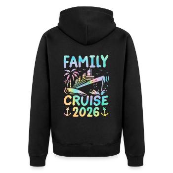 Family Cruise 2026 - Unisex Premium Organic Zip Hoodie - black - Back - Nico (187cm)